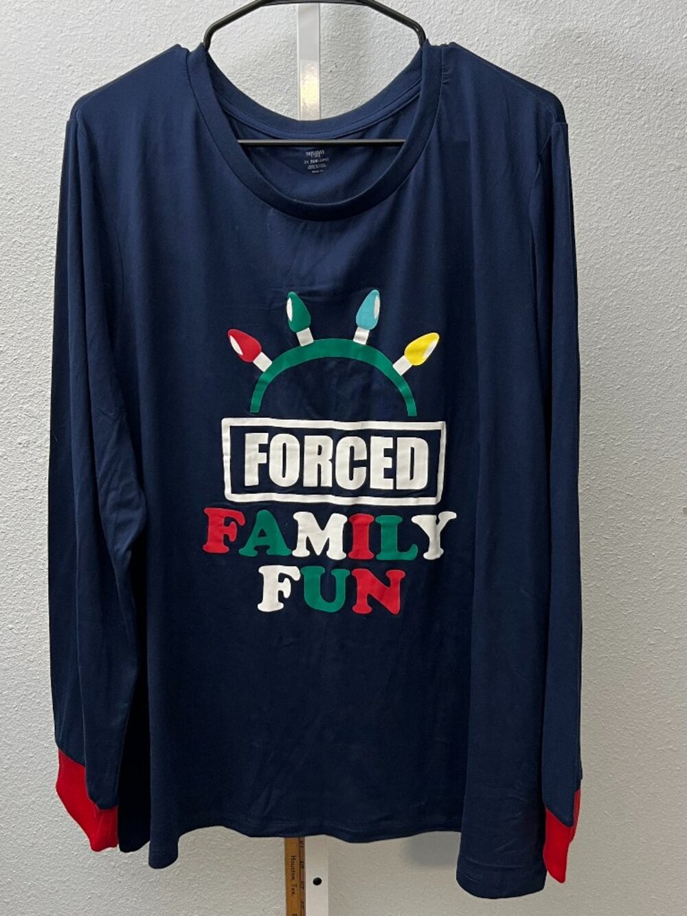 NWOT Holiday Time Christmas "Forced Family Fun" Navy Pajama Set SZ 2X